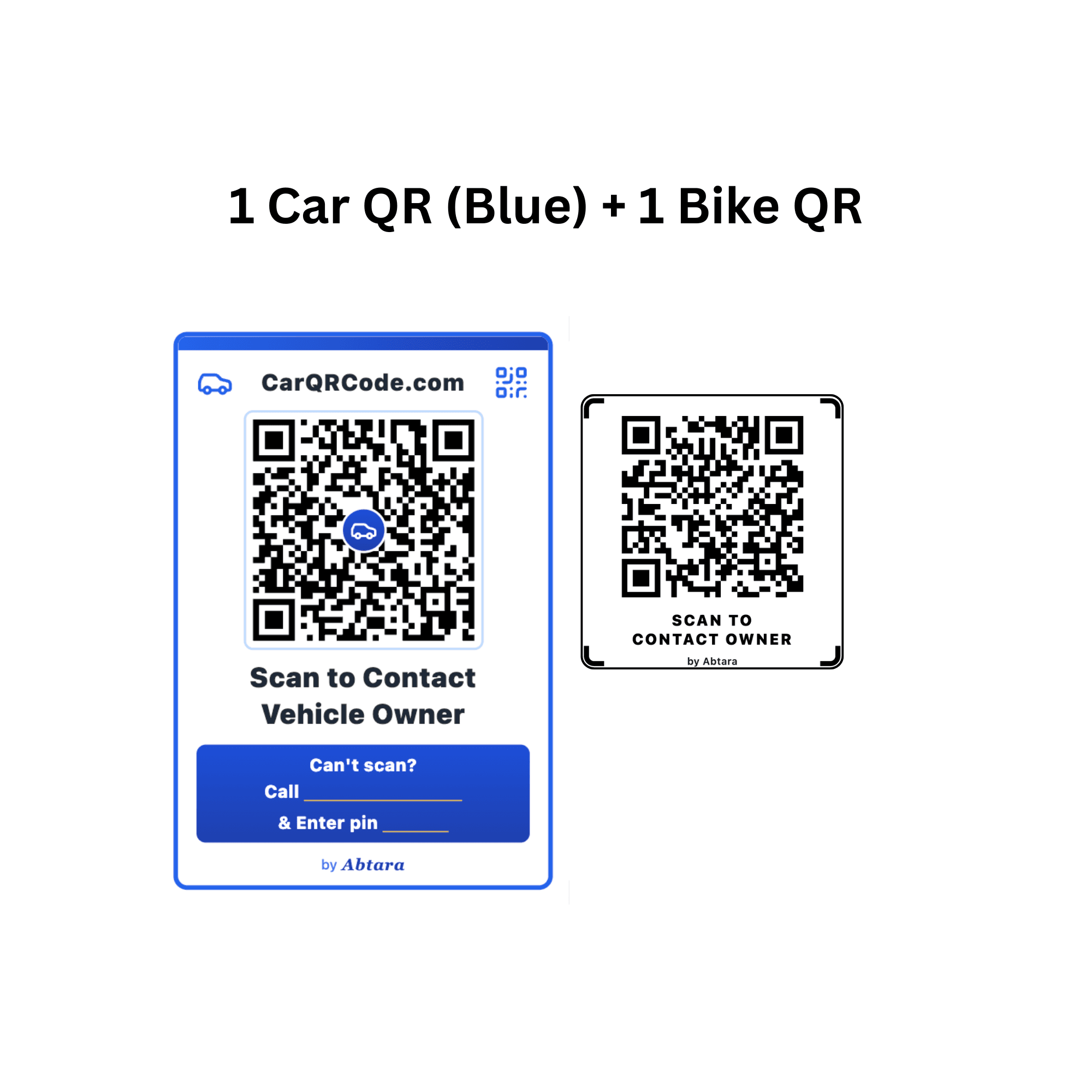 1 Car QR (Blue) + 1 Bike QR