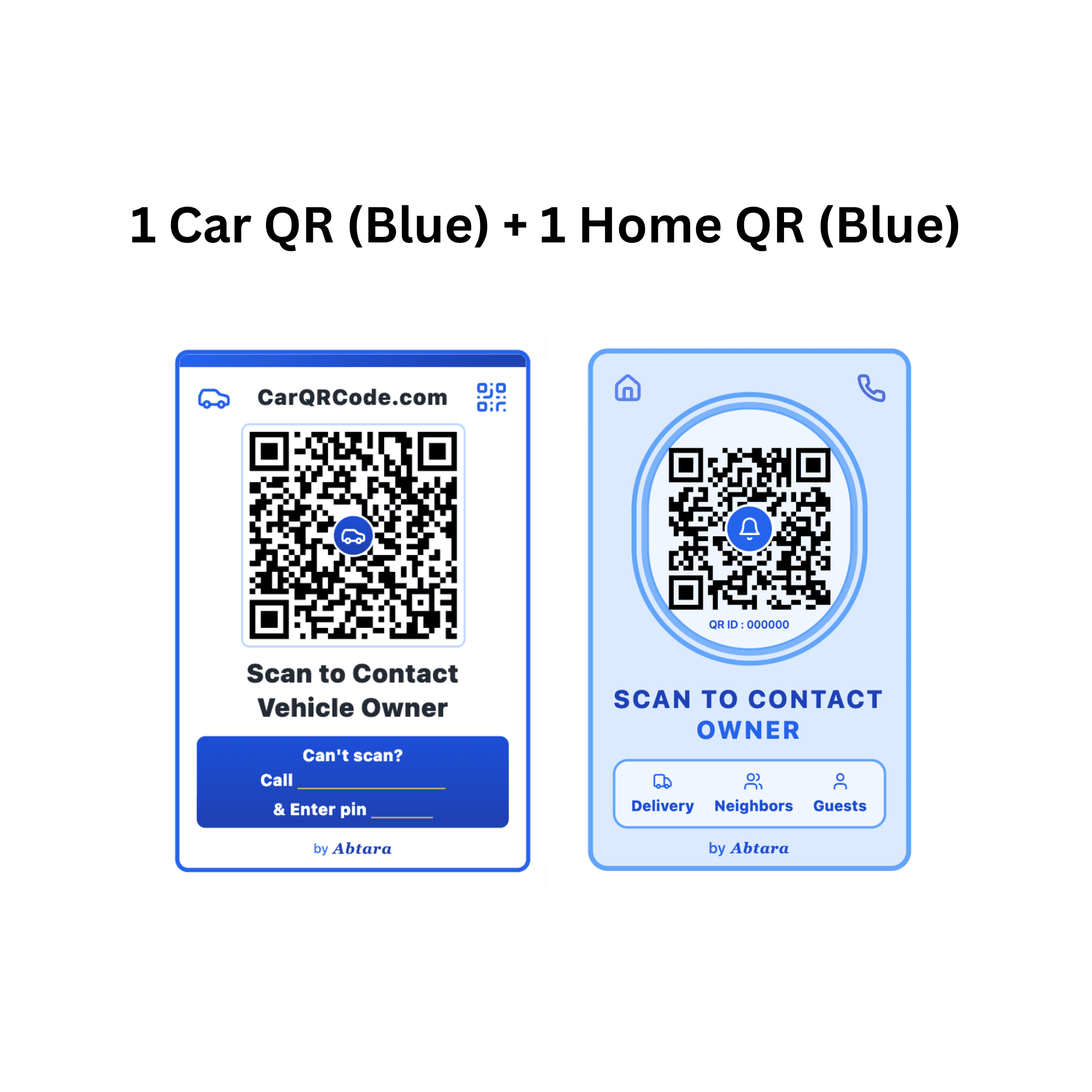 1 Car QR (Blue) + 1 Home QR (Blue)