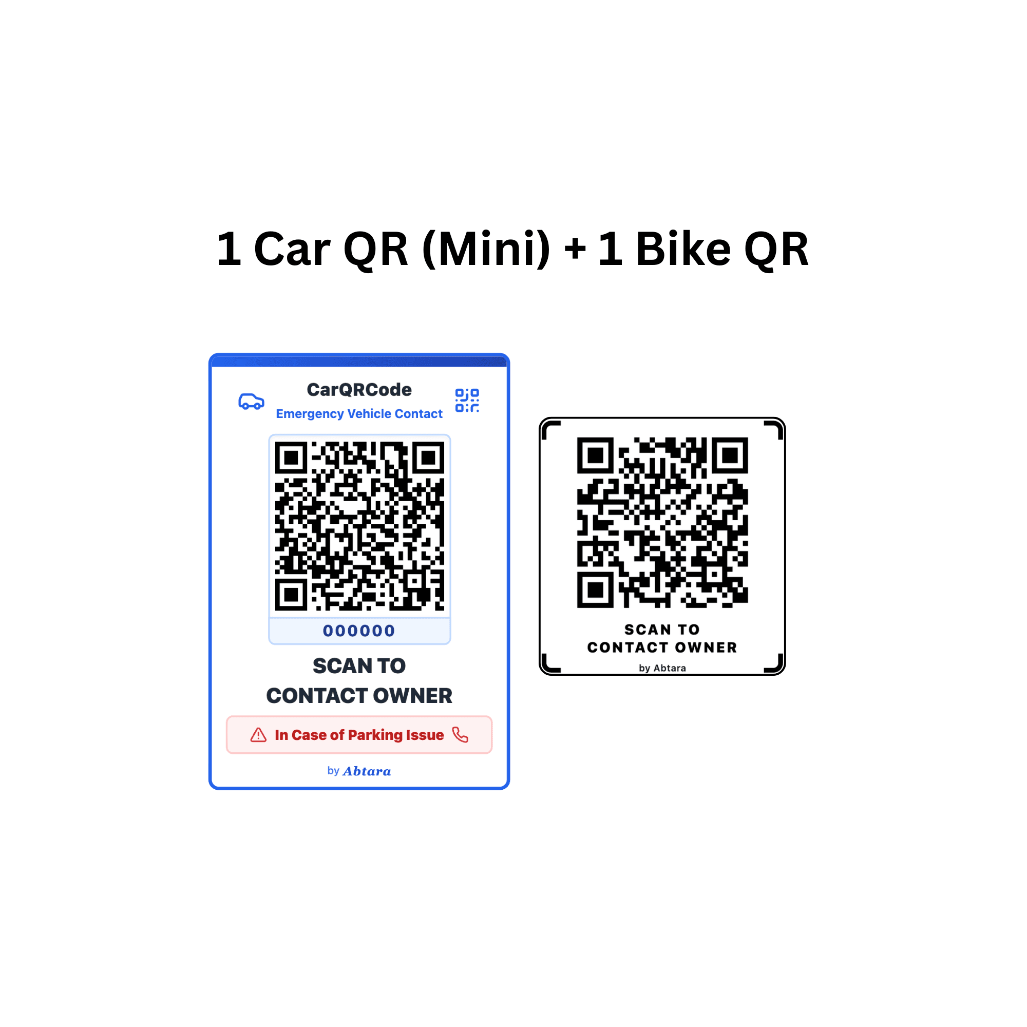 1 Car QR (Mini) + 1 Bike QR