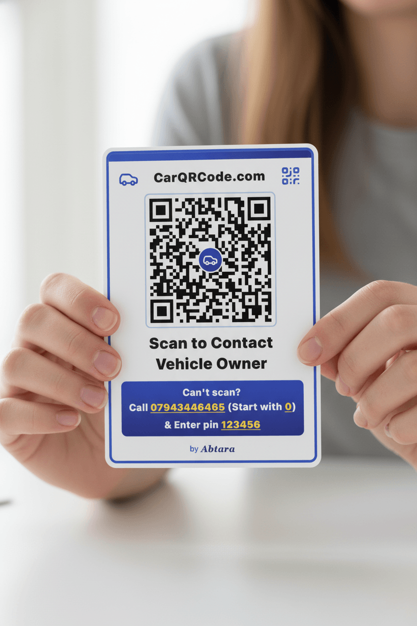 Car QR Code Emergency Sticker - Blue