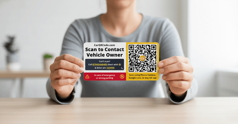 Car Parking Tag QR Code Sticker - Yellow