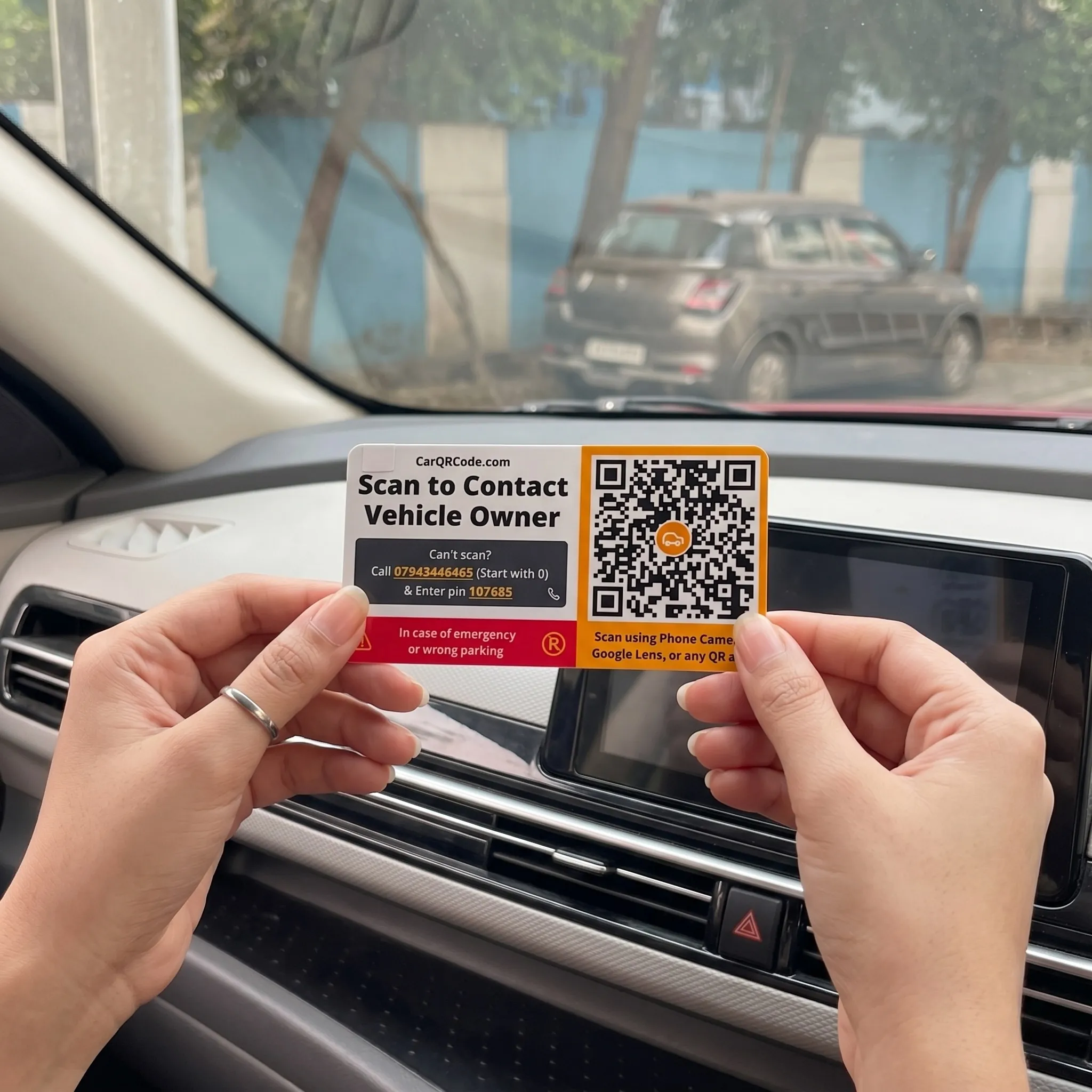 Car Parking Tag QR Code Sticker - Yellow